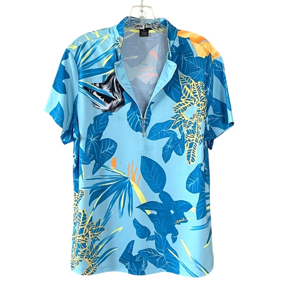 JAMIE SADOCK Size XL Blue Savannah Tropics Short Sleeve Activewear Pullover Top - Picture 3 of 10